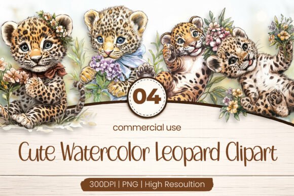 Download Cute Watercolor Leopard Clipart PNG - Watercolor Collection