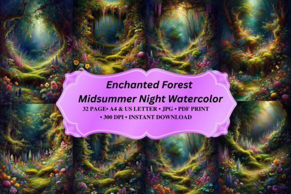 Download Enchanted Forest Night Watercolor - Watercolor Collection