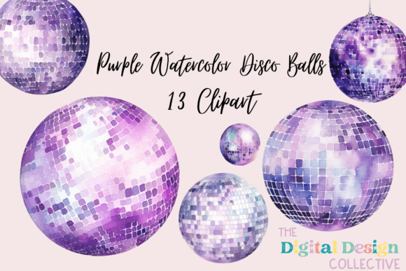 Download Purple Watercolor Disco Balls - Watercolor Collection
