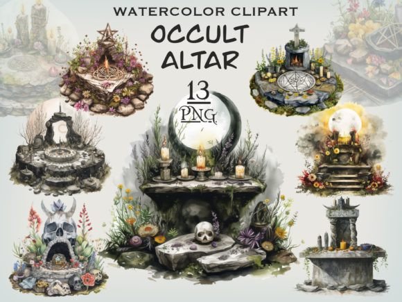 Download Watercolor Occult Altar PNG Bundle - Watercolor Collection