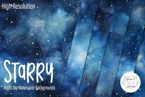Download Starry Night Sky Watercolor Backgrounds - Watercolor Collection