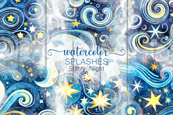 Download Watercolor Starry Night Splashes - Watercolor Collection