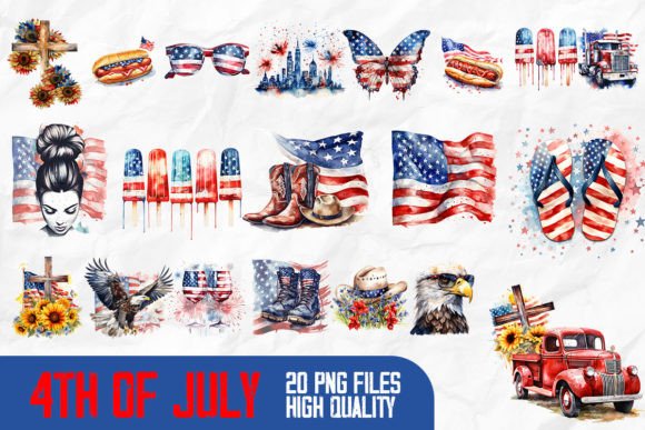 Download 4th of July Watercolor Bundle Design - Watercolor Collection