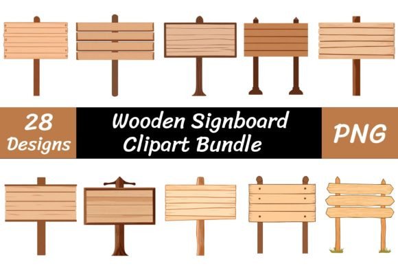 Download Wooden Signboard Clipart Bundle - Signboard Collection