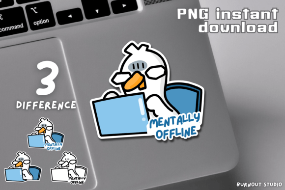 Download “Mentally Offline” Goose Sticker PNG - Offline Collection