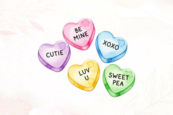 Download Watercolor Valentine Candy Conversation - Watercolor Collection
