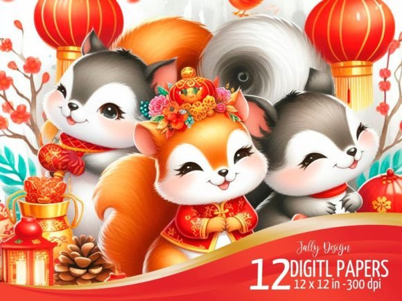 Download Squirrels Celebrating Chinese New Year - Premium Bundle